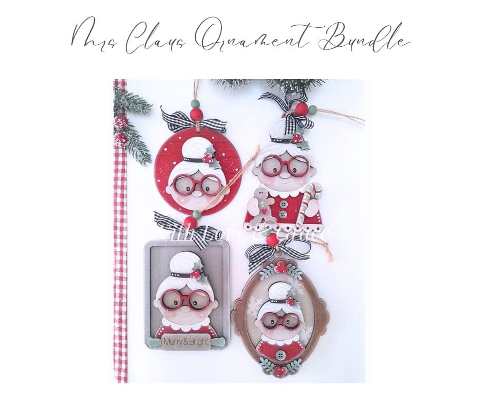 Mrs Claus Ornament Bundle - Painted (Set of 4)