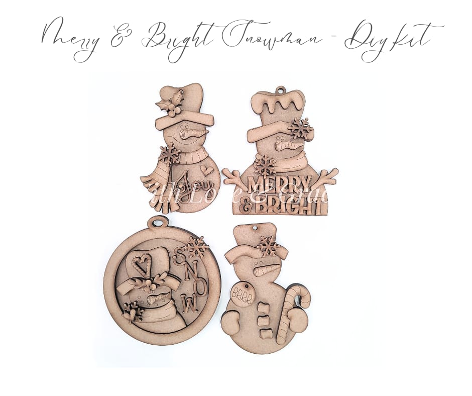 Merry & Bright Snowman Ornament Bundle - DIY Kit (Set of 4)