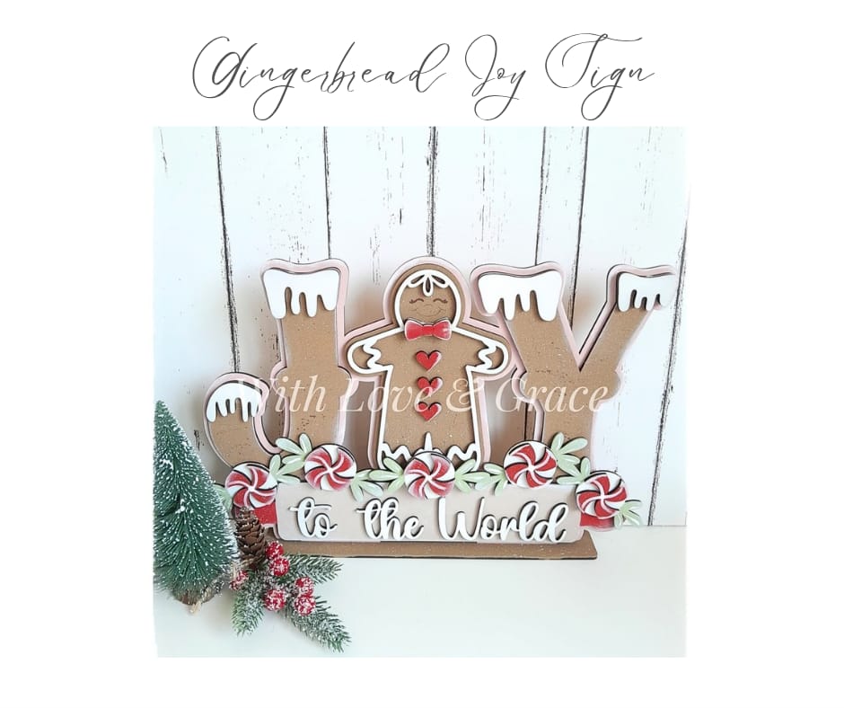 Gingerbread Joy Word Sign Shelf Sitter
