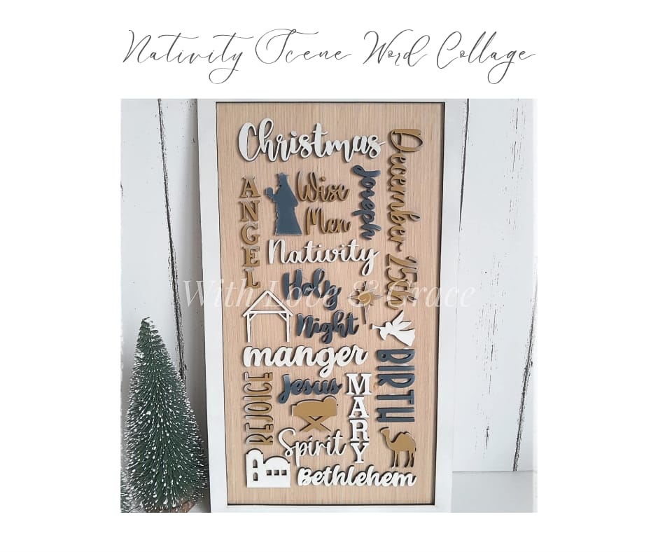 Holly Night Holiday Christmas Collage / Sign