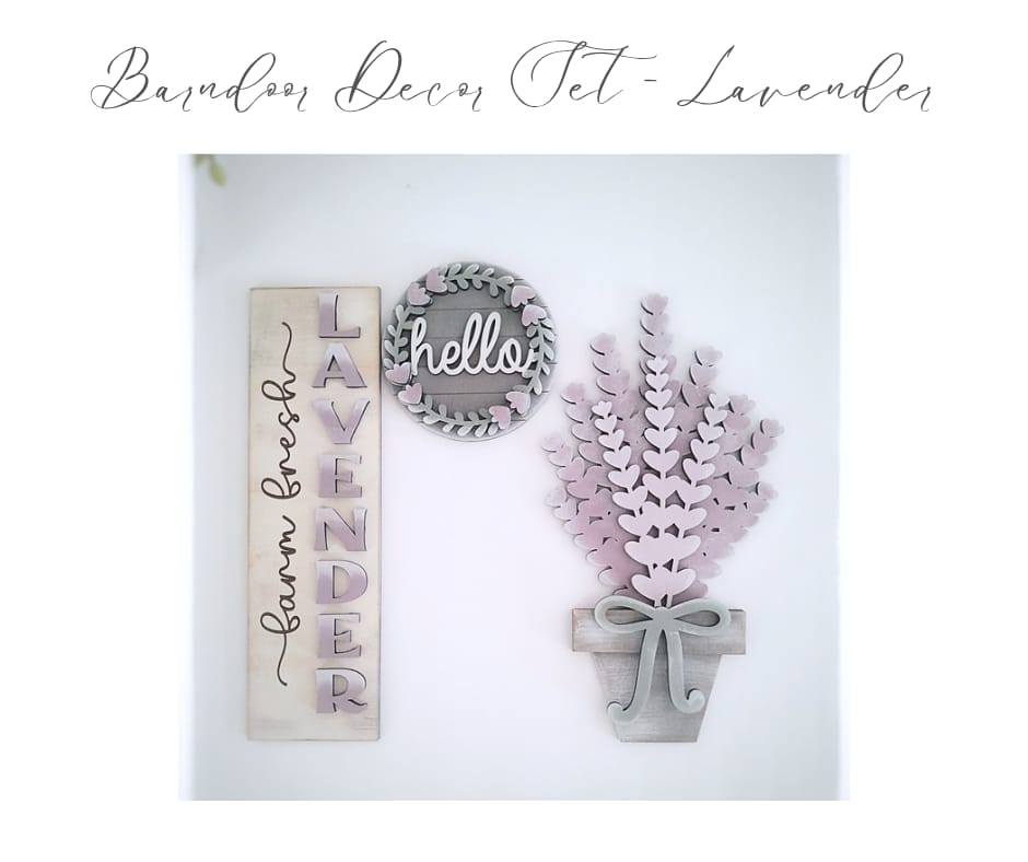 Lavender Barn Door Interchangeable Décor Set