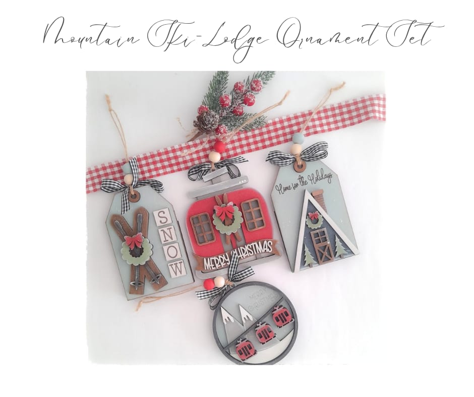 Mountain Ski-Lodge Ornament Bundle - Painted (Set of 4)