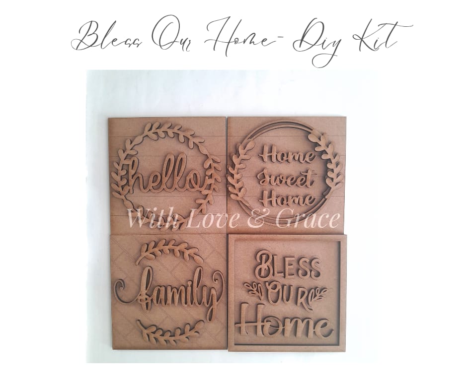 Home Sweet Home 10.8cm Square Bundle Set - DIY Kit (Set of 4)