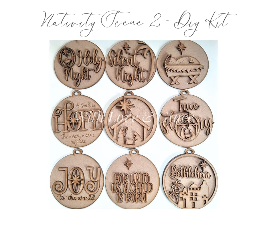 Nativity Scene Ornament Bundle 2 - DIY Kit (Set of 9)