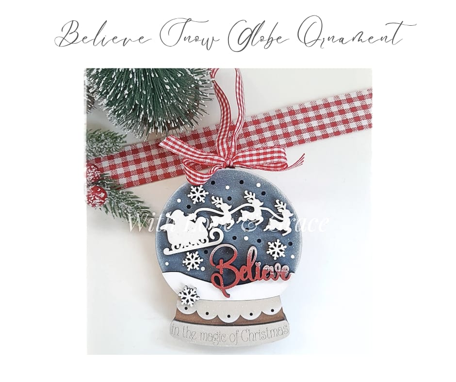 Snow Globe Ornament – Light Up Believe Santa