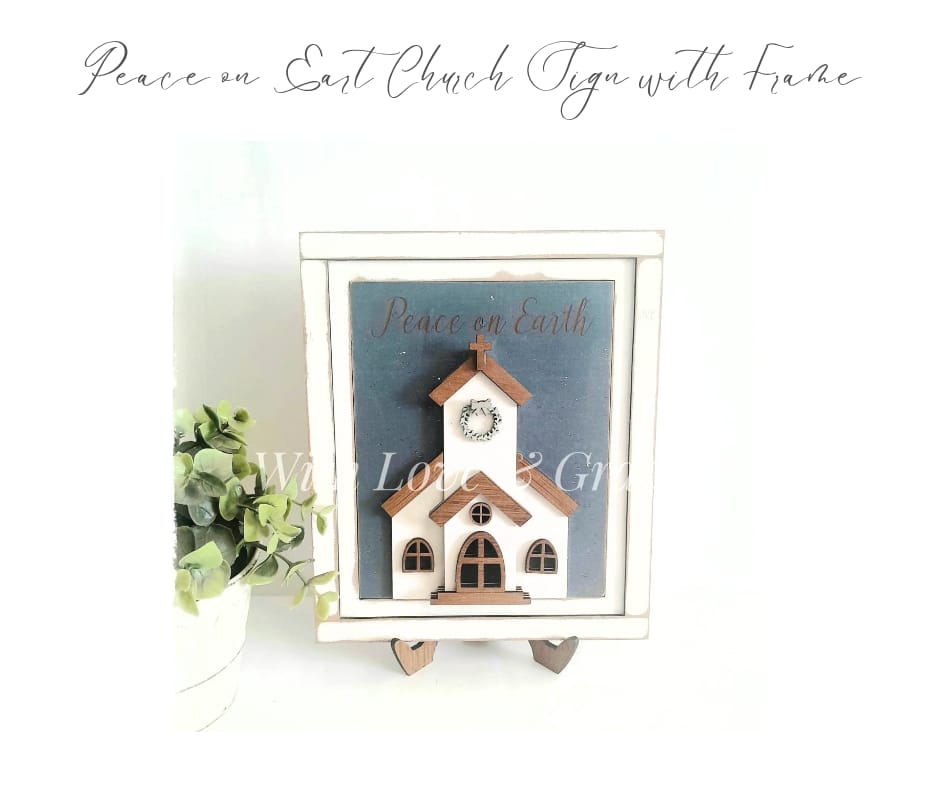Peace on Earth Church Sign With Farmhouse Frame