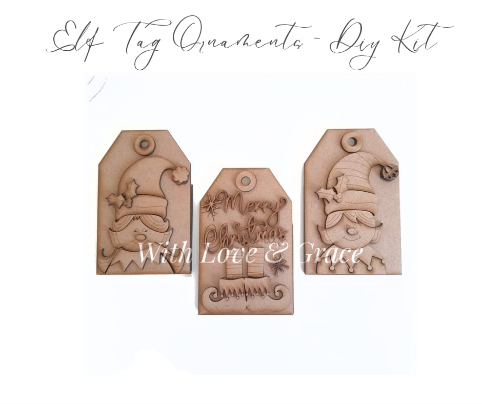 Elf Tag Ornament Bundle - DIY Kit (Set of 3 Gift Card Tag Ornaments)