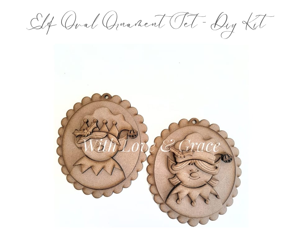 Elf Ornament Bundle - DIY Kit (Set of 2 Ovals)