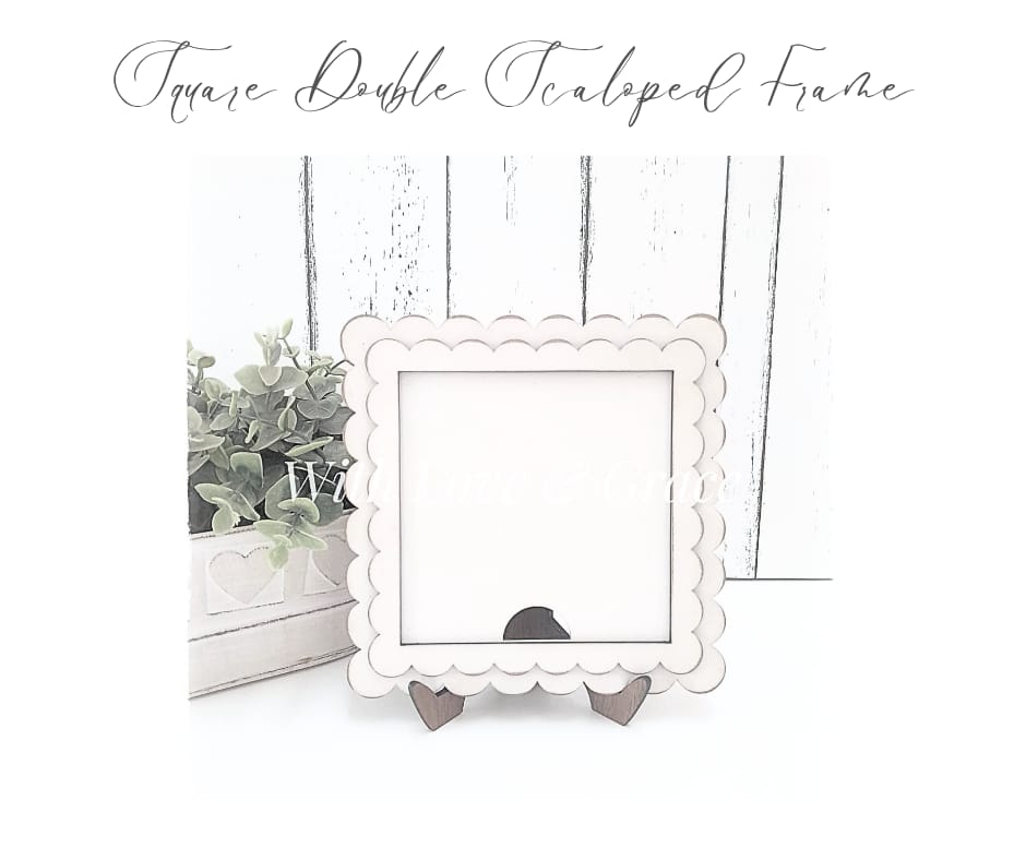 Square Double Scalloped Frame with Easel Stand (10.8cm insert)