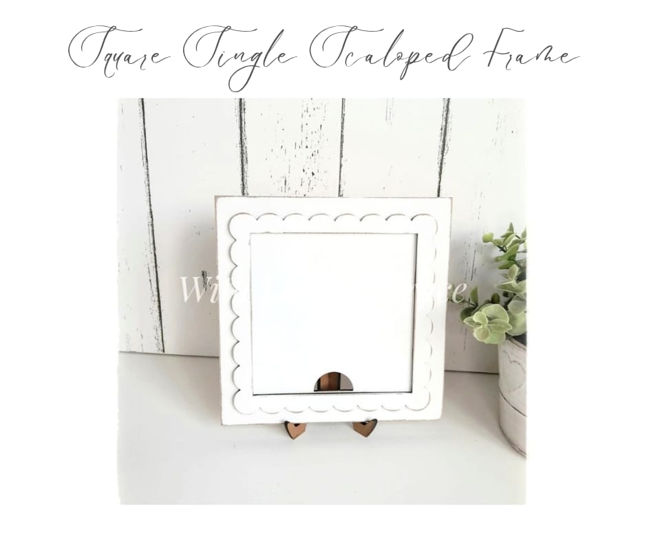 Square Single Scalloped Frame with Easel Stand (10.8cm insert)