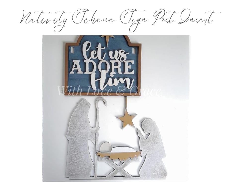 Nativity Scene Post Sign – Interchangeable Insert