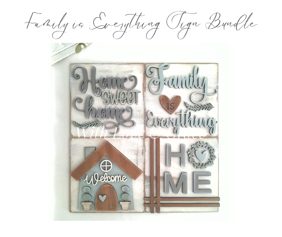 Family is Everything 10.8cm Square Bundle Set - Painted (Set of 4)