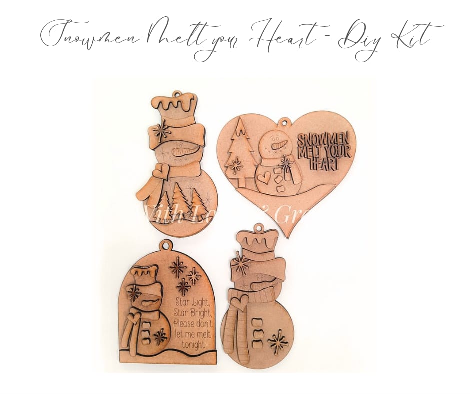 Snowmen Melt Your Heart Ornament Set - DIY Kit (Set of 4)