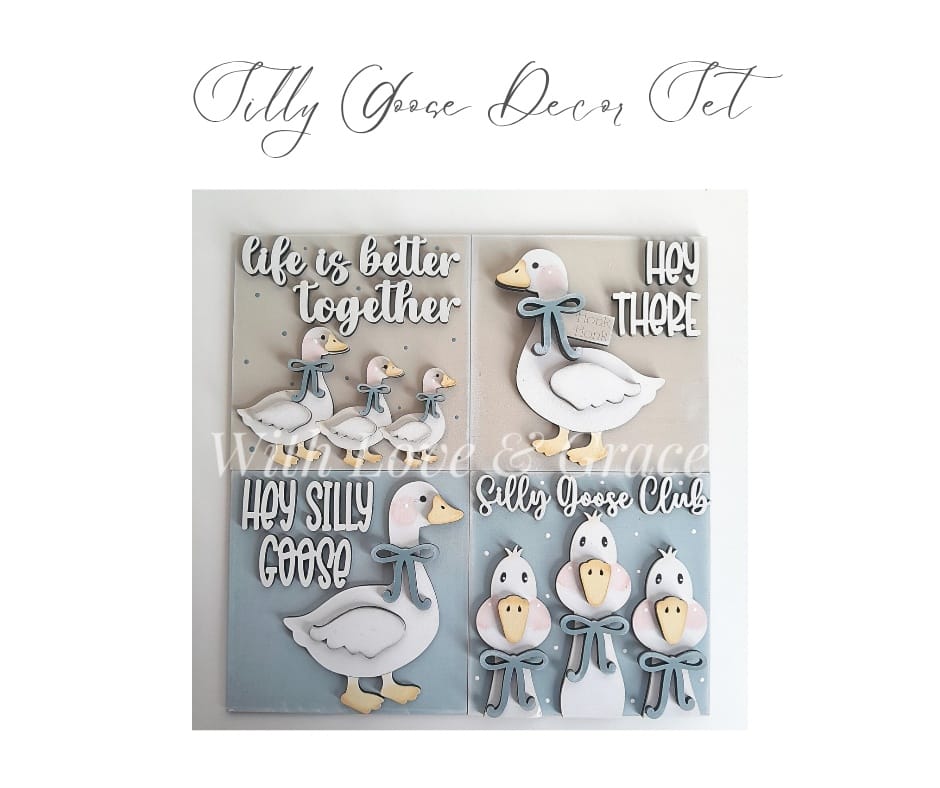 Silly Goose Decor Set - Painted (Set of 4)