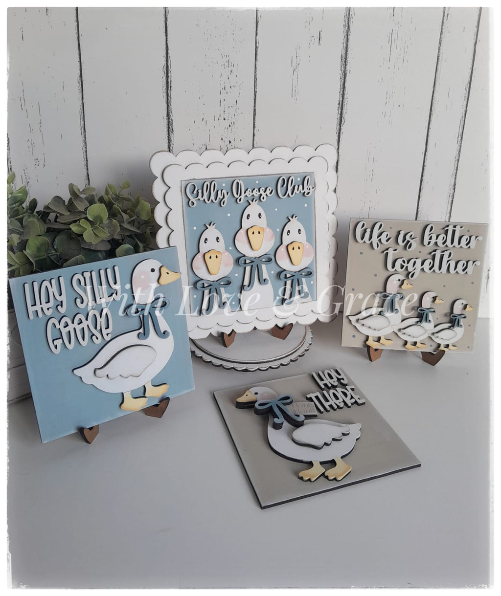 Silly Goose Decor Set - Painted (Set of 4)