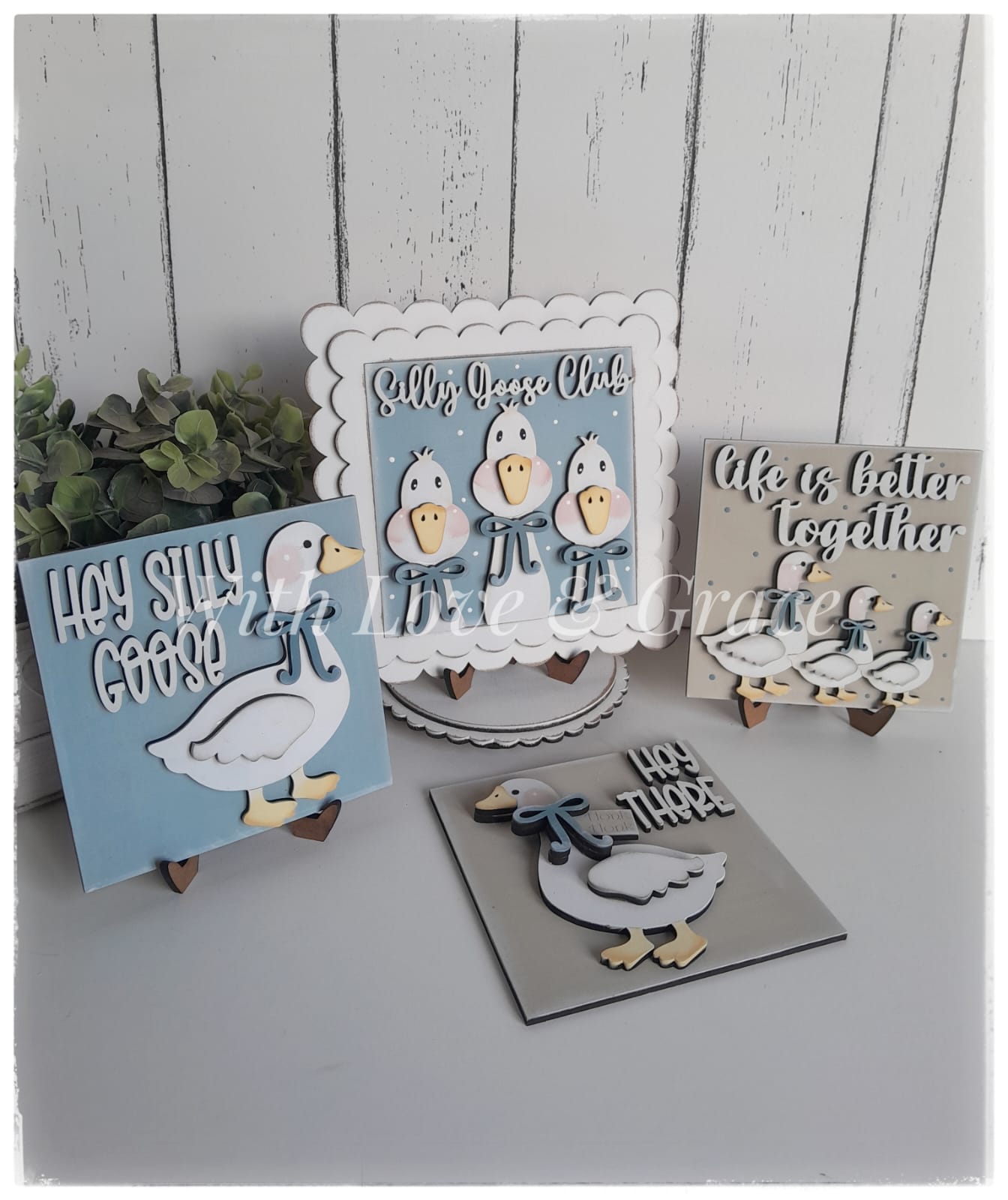 Silly Goose Decor Set - Painted (Set of 4)