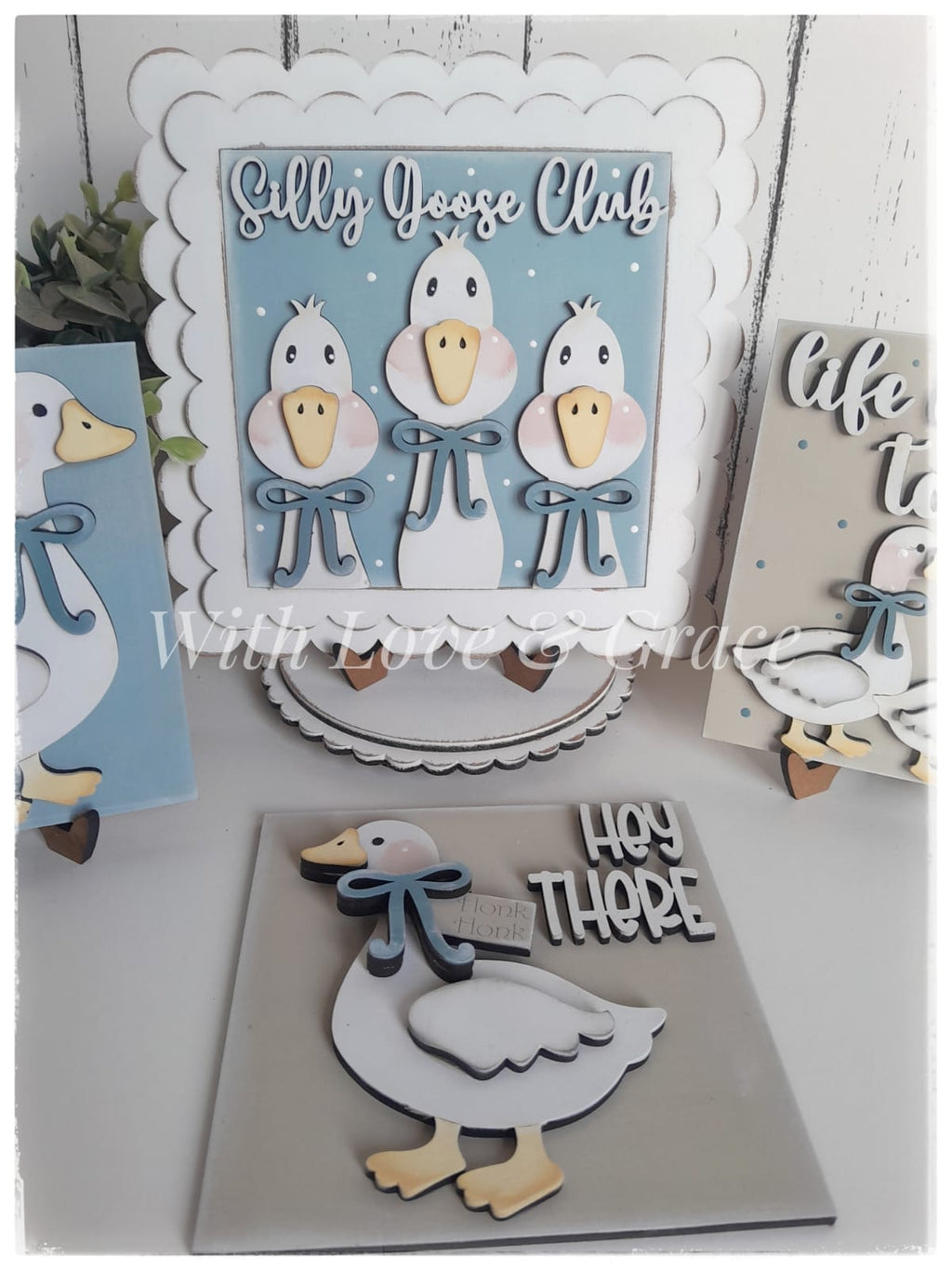 Silly Goose Decor Set - Painted (Set of 4)