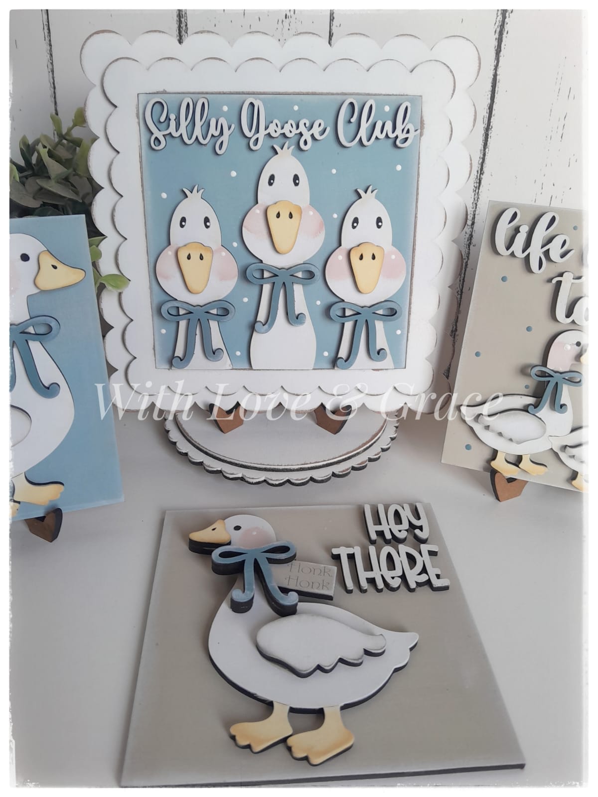 Silly Goose Decor Set - Painted (Set of 4)