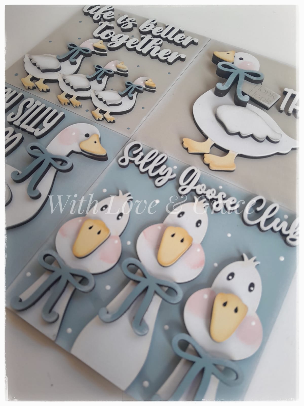 Silly Goose Decor Set - Painted (Set of 4)