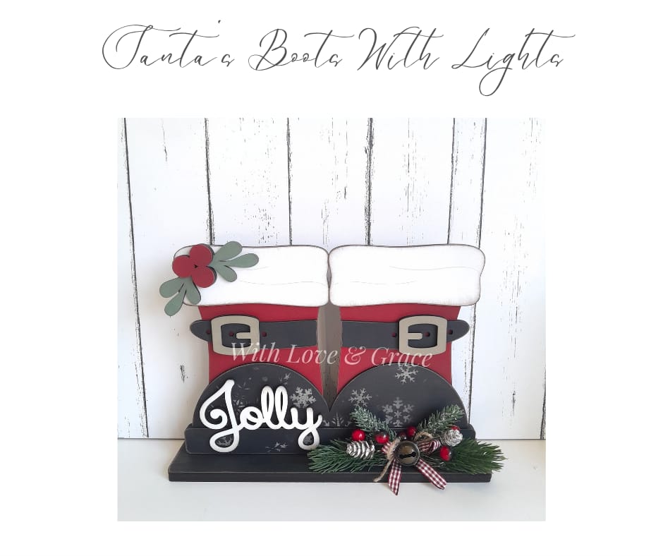 Large Santa Boots with Lights