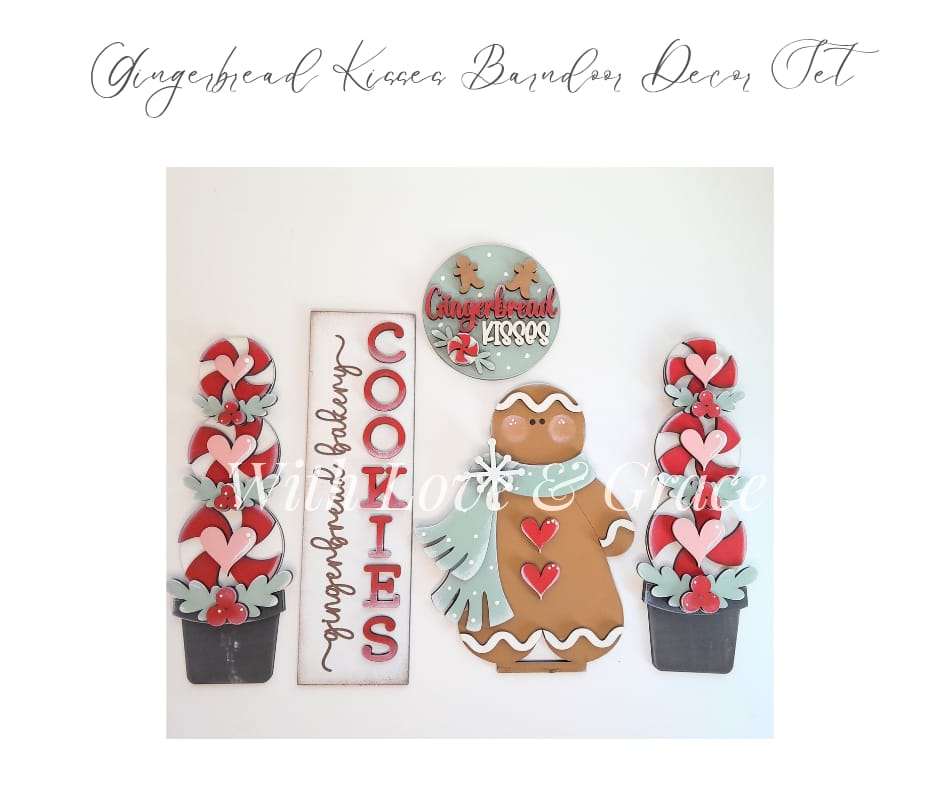 Gingerbread Kisses Barn Door Interchangeable Décor Set