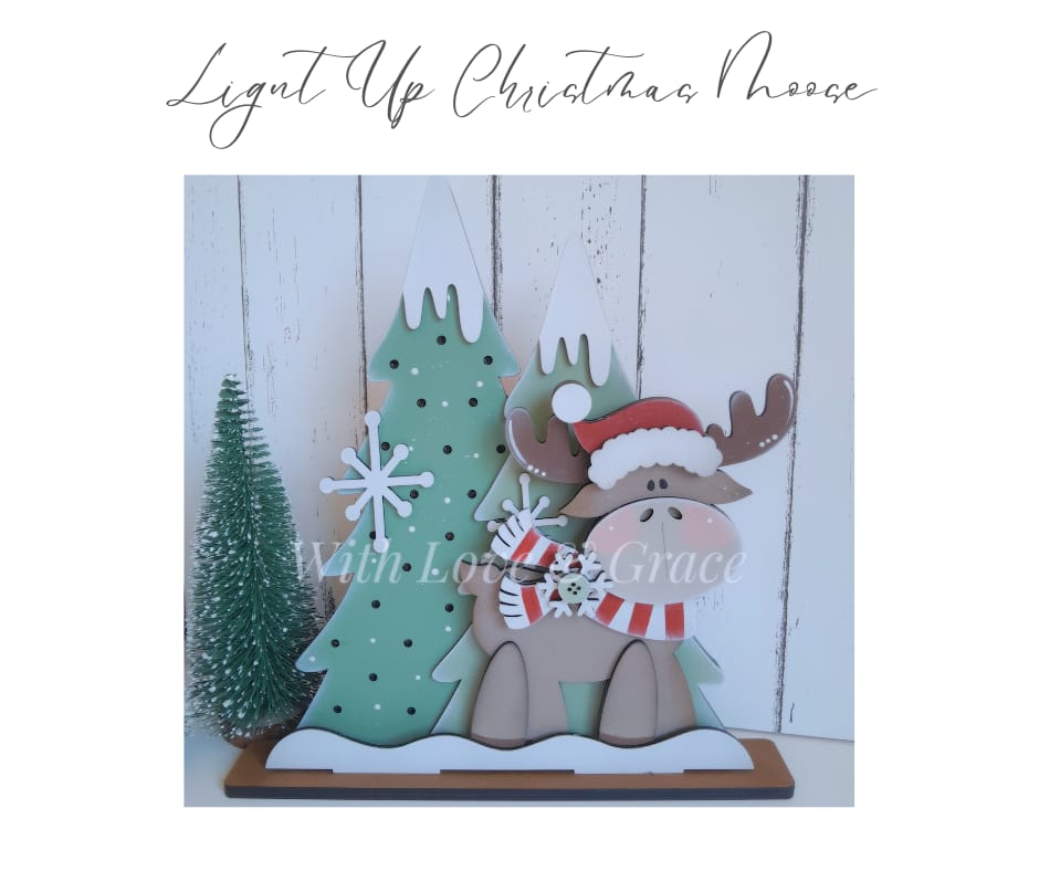 Christmas Moose Light Up Shelf Sitter