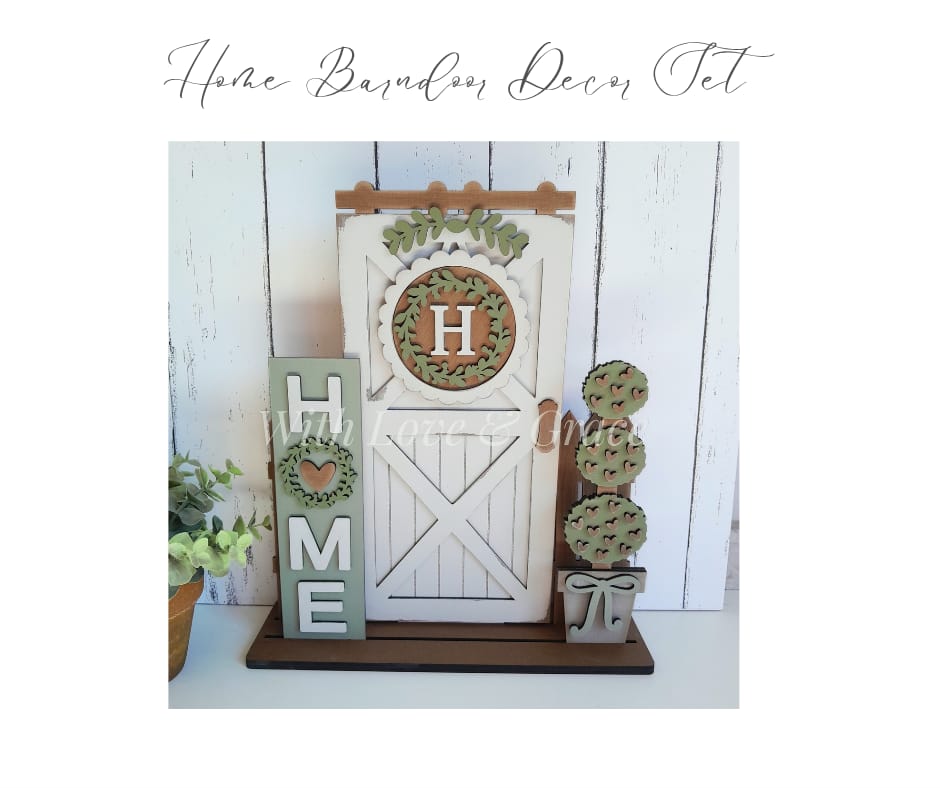 Home Interchangeable Barn Door Décor Set