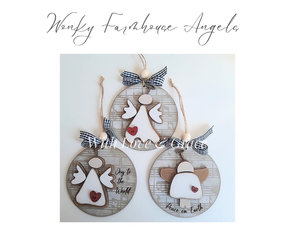 Rustic Farmhouse Angel Ornaments Set of 3