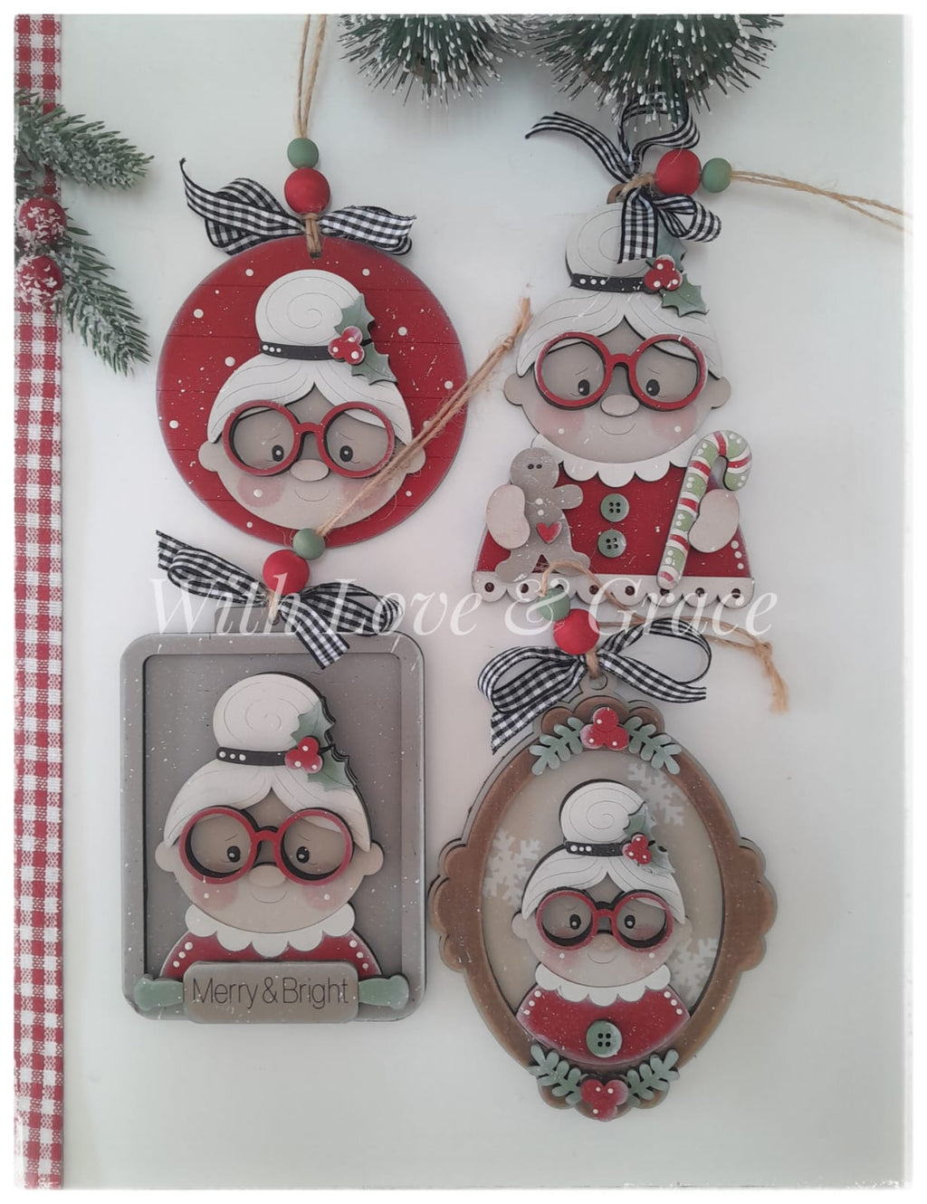 Mrs Claus Ornament Bundle - Painted (Set of 4)