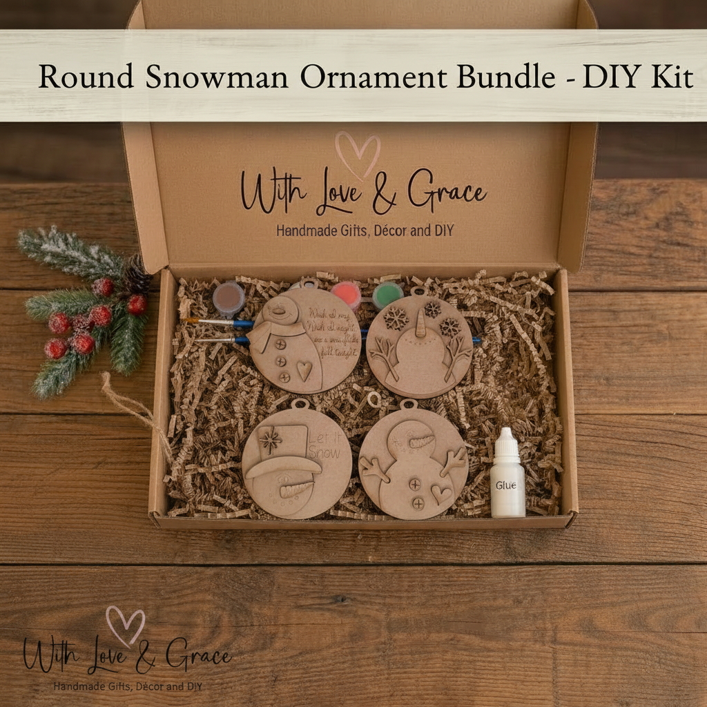 Round Snowman Ornament Bundle - DIY Kit